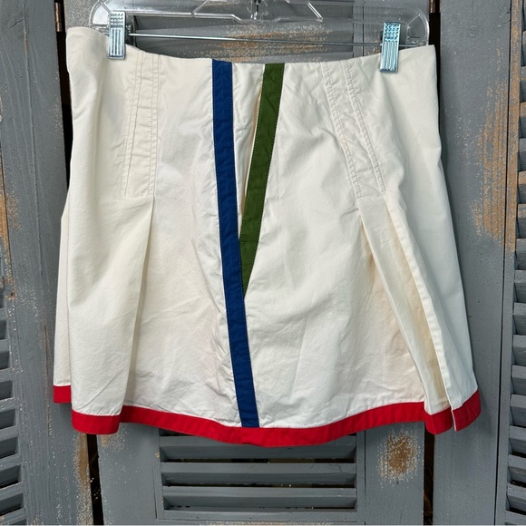 Tory Burch Pleated Color Trim Skort Off White Sz 12 - Picture 13 of 15